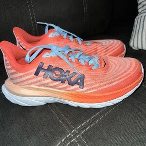 Hoka Women's Coral and Blue Athletic Shoes